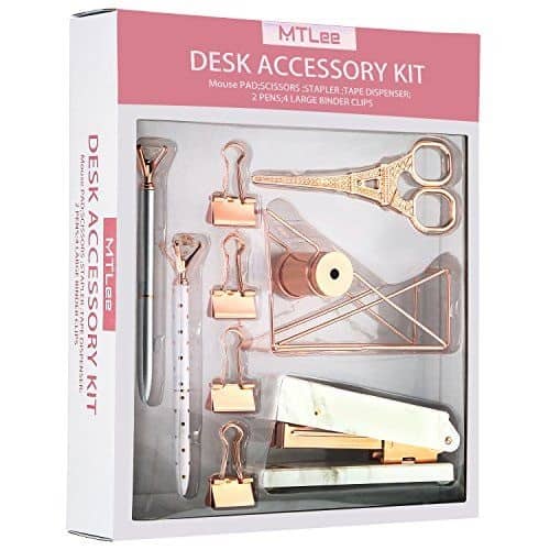 Desk accessory kit. Grab this desk accessory kit. It makes for the best creative gifts for bloggers!