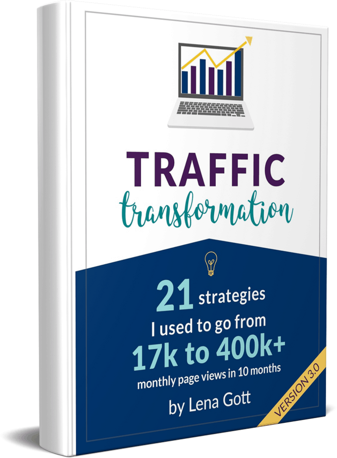 Traffic transformation guide by lena gott on how to increase your blog traffic today. Learn the tips you need to boost your blog traffic right now. #bloggingtips #blogtraffic