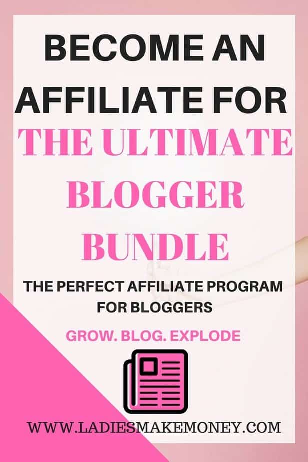 Affiliate programs for bloggers. Become an Affiliate for the Ultimate Blogger Bundle. Make money with affiliate marketing. How to make money has a blogger as a stay at home mom. Learn how to grow blog and income with affiliate links. The best Affiliate Marketing program for beginners. #makemoneyonline #makemoneyblogging #affiliateprogram
