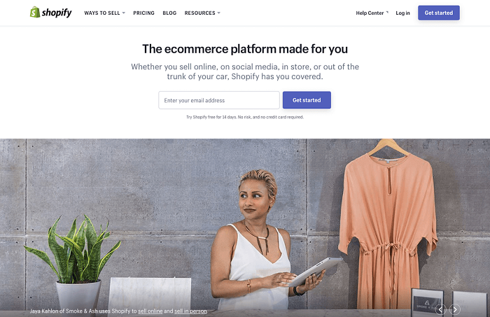 Start an online store today with Shopify