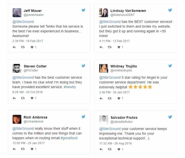 tweeter review about starting a blog with siteground