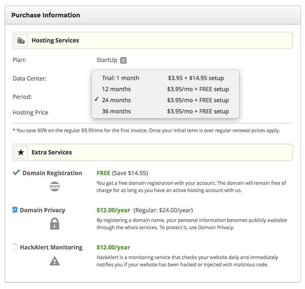 Siteground hosting plan