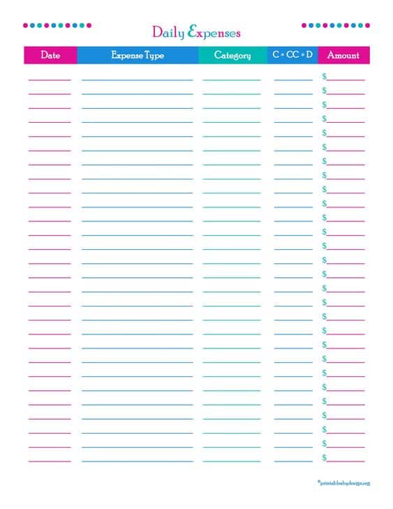 Daily Expenses Tracker. FREE printable family budget worksheets. Free Printable budget template to help manage your debt. Pay of your debt by budgeting monthly and saving money. Use a budget template to save money every month. Frugal Living Ideas | Monthly Budget Printable Free | Free Printable Monthly Budget Planner | Budget Worksheet | Budget Binder