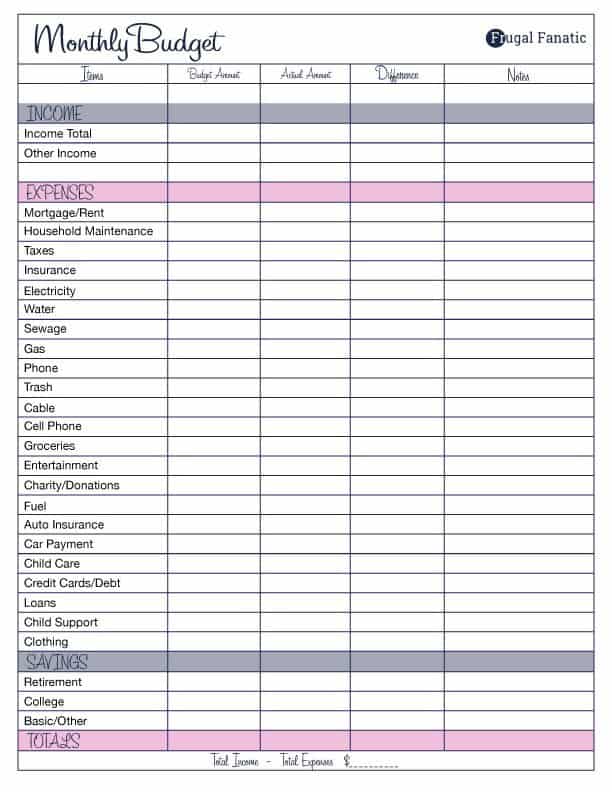 Free Printable budget template to help manage your debt. Pay of your debt by budgeting monthly and saving money. Use a budget template to save money every month. Frugal Living Ideas | Monthly Budget Printable Free | Free Printable Monthly Budget Planner | Budget Worksheet | Budget Binder