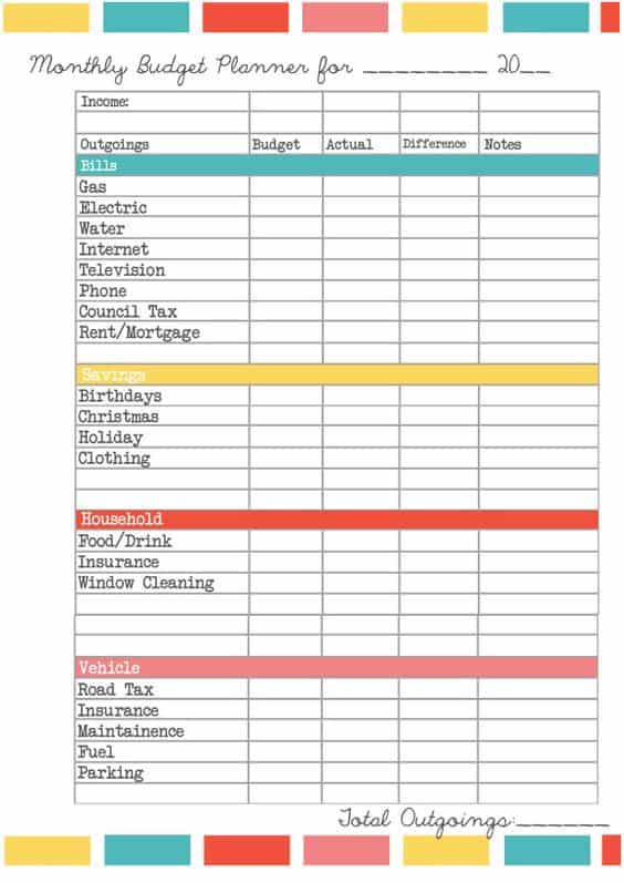 17 Brilliant and FREE Monthly Budget Template Printable you need to Grab