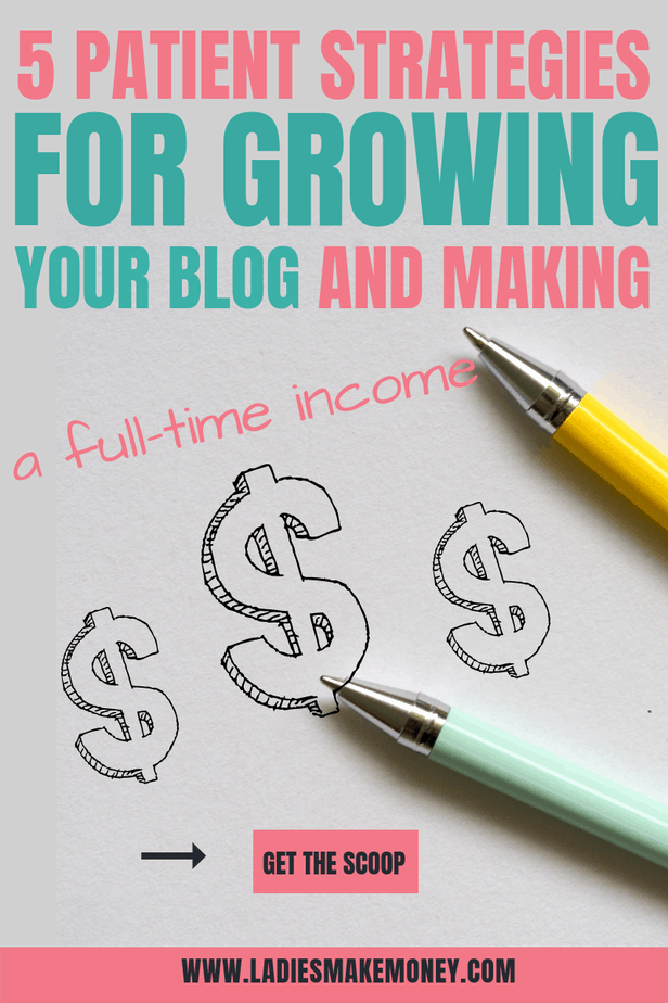 Patient Strategies For Growing Your Blog And Making a Full-Time Income. Learn How To Generate Traffic To Your Blog and make more money with your blog. A bloggers guide to growing their blog traffic #bloggingtips #blogger 