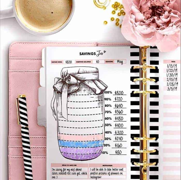 Saving money jar from Printable for planners. Grab this planner today #savingmoney #moneytips