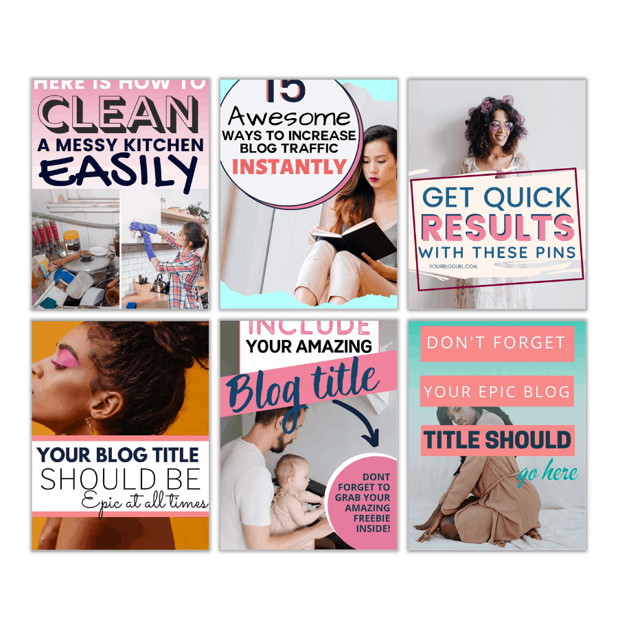 Feminine Canva Pinterest templates for Bloggers. feminine pinterest templates for Canva - these are fully customizable to match your brand - change the colors, fonts, images and more! All you need is a free Canva account to make pin design much easier and much faster! #pinteresttemplates #canvatemplates #pinterest #pindesign