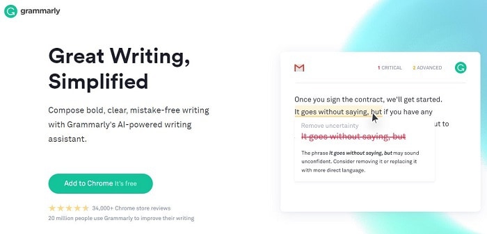 Grammarly is the best tool to help correct your writing. Use Grammarly and perfect your writing today!