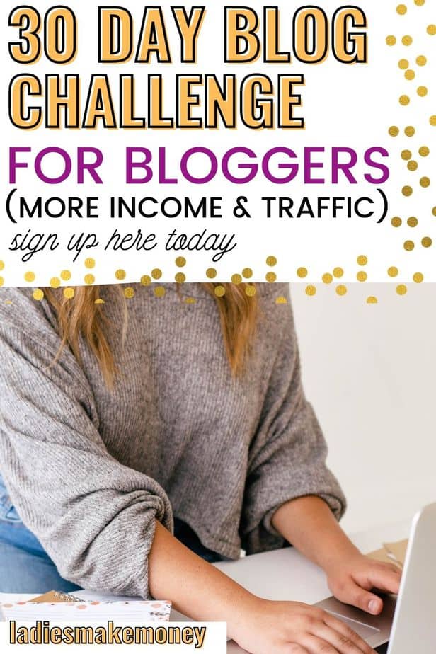 30 Day Blogging Challenge for bloggers. As part of a fun way to encourage bloggers to write more regular content on their blogs, Ladies Make Money Online has created a 30 day blogging challenge to help boost your blog income, your blog traffic and your mailing list! . What is a 30 day Blog challenge? Click here to find out more #blogchallenge #30dayblogchallenge #30days