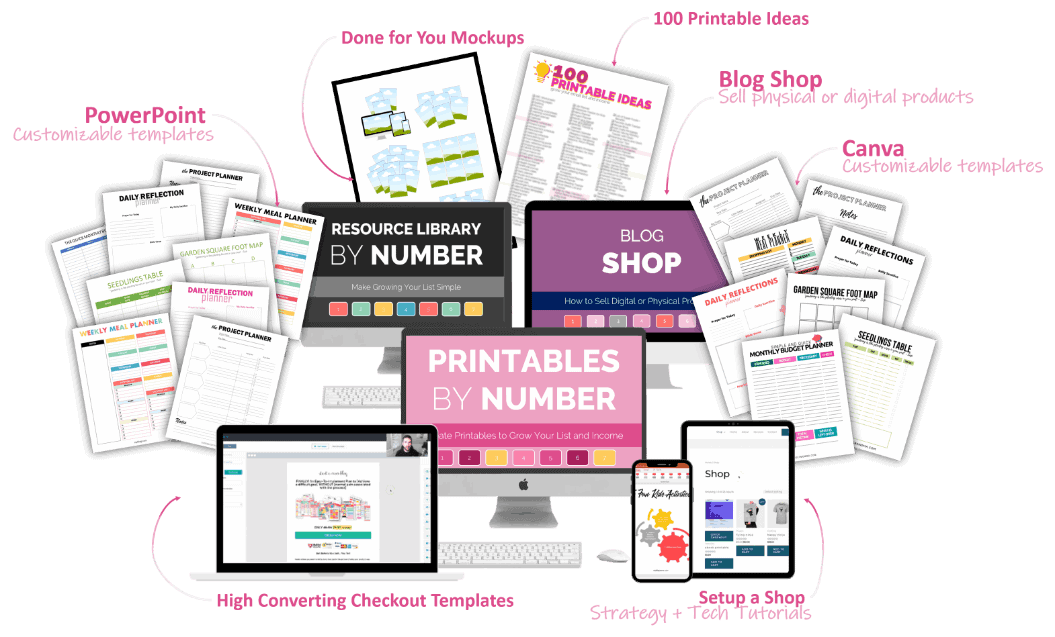 Printables by number course review. If you want to make money selling Printables online, you need this course. The Printables by Number course teaches you how to create small digital products, like printables, so you can grow your email list and sell them online!