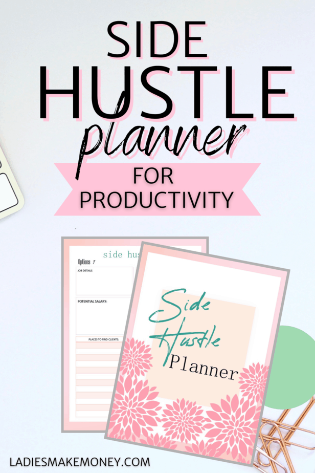 What are the best online side hustles? I suggest grabbing my side hustle planner to help you plan make more money on the side with your side hustle. Take Your Side Hustle to the Next Level using this side hustle planner today. Running a side hustle but want more? The Ultimate Side Hustle Planner is the side hustle planning workbook you need to achieve your small business and solopreneur goals. Get ready to get organized, increase productivity, and take your side hustle to the next level.